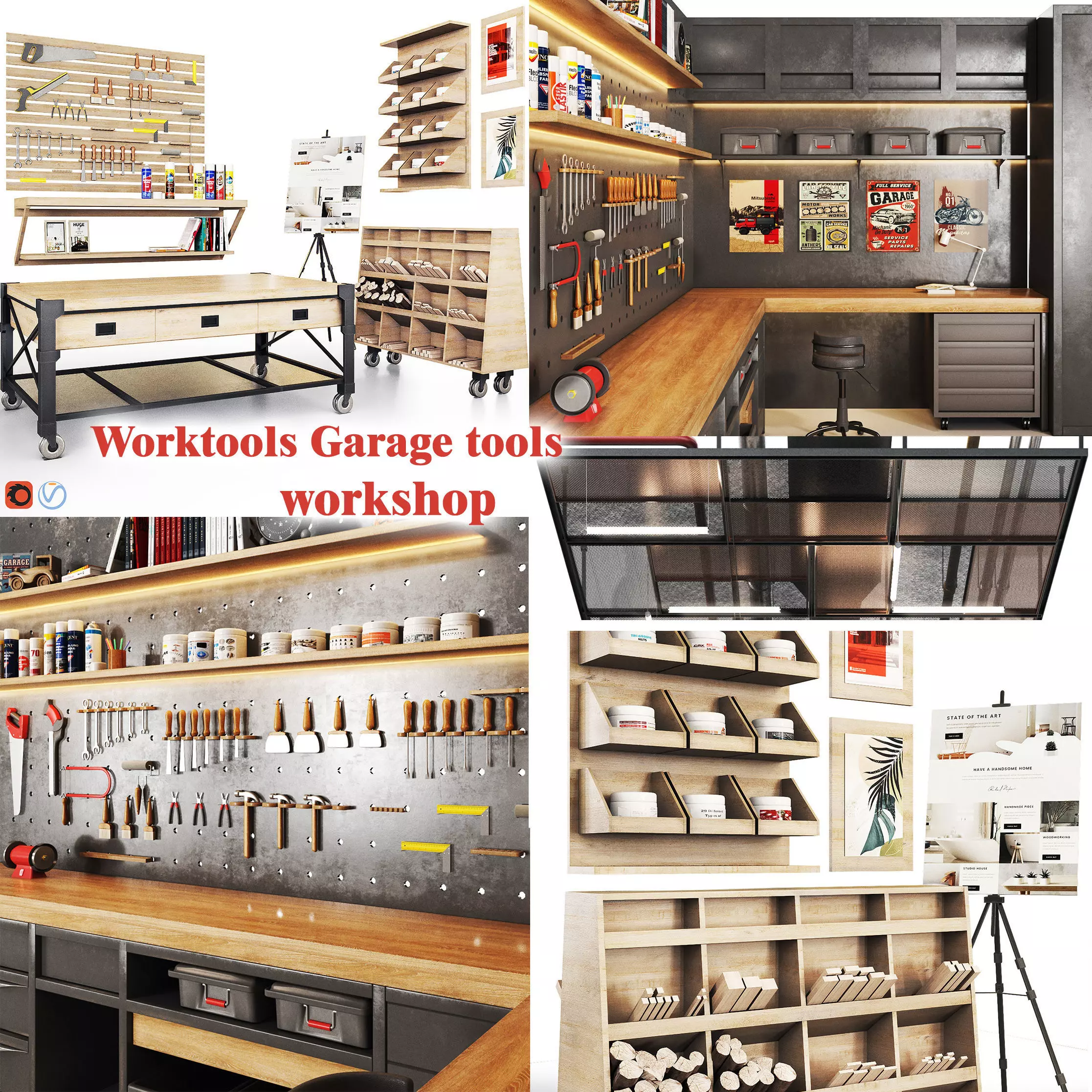 worktools workshop  garage tools 3D Model Collection_0