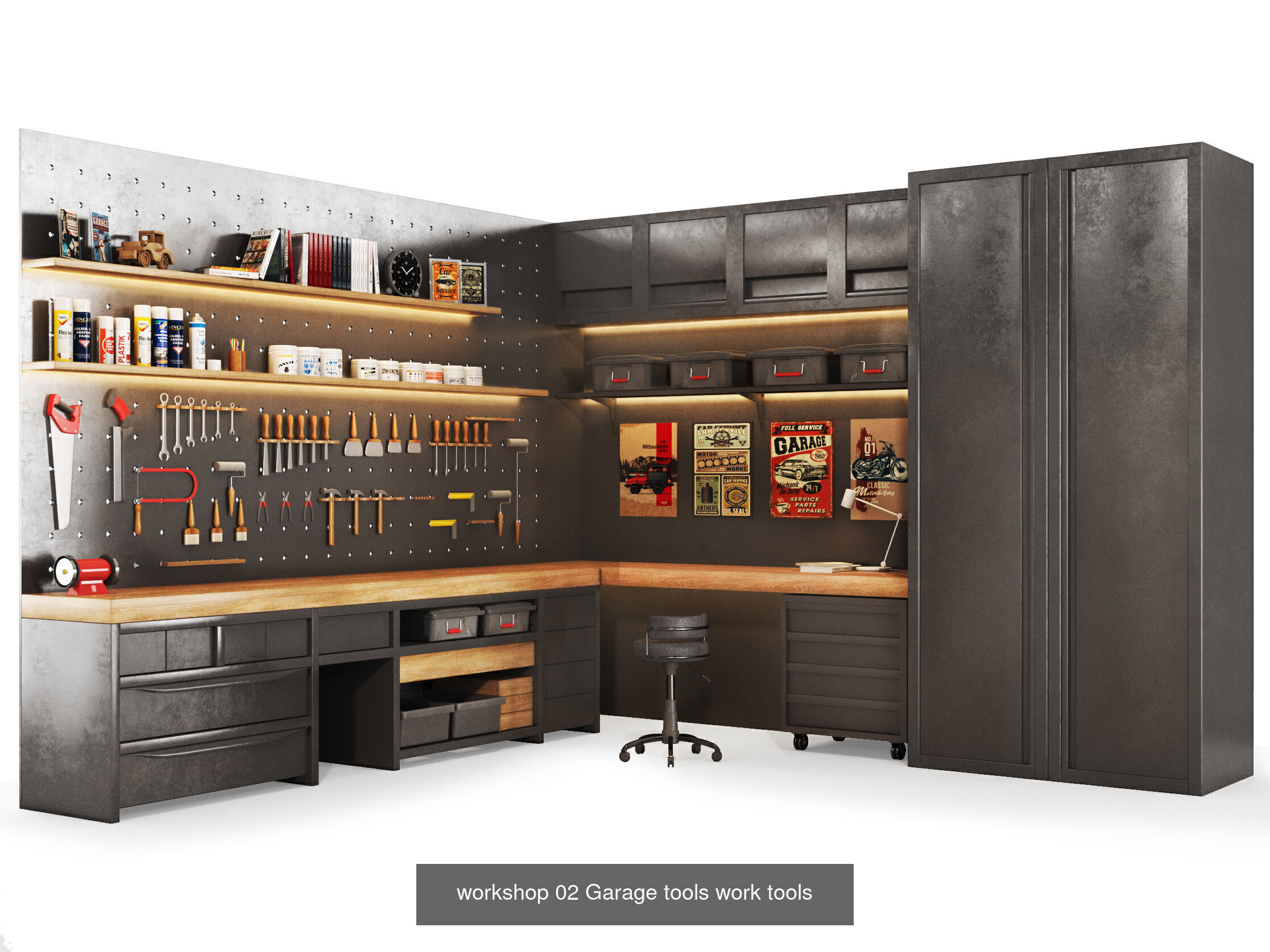 worktools workshop  garage tools 3D Model Collection_3