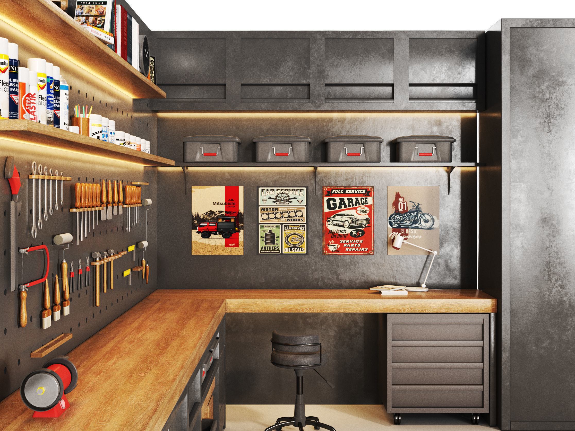 worktools workshop  garage tools 3D Model Collection_8