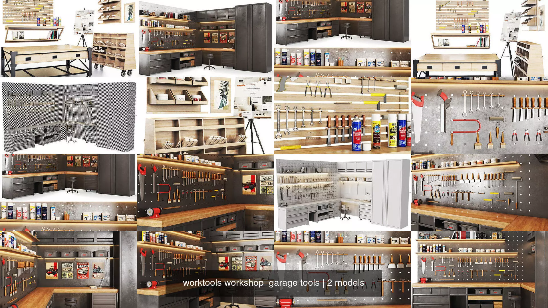 worktools workshop  garage tools 3D Model Collection_1