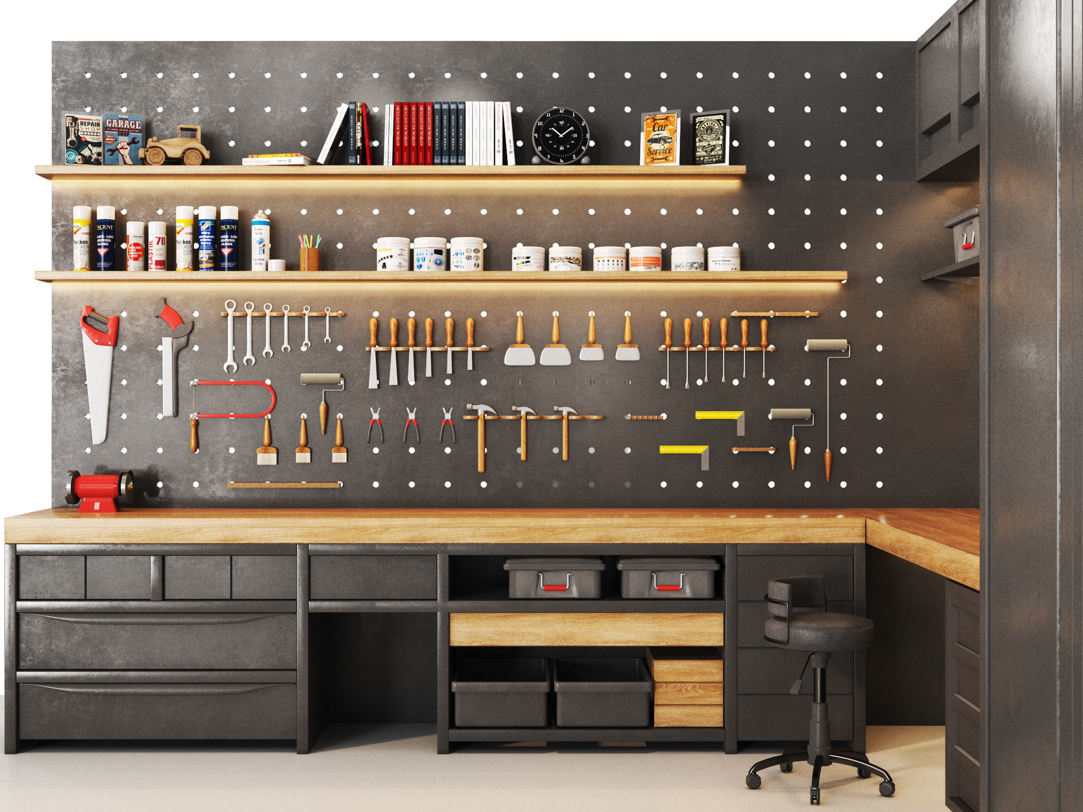 worktools workshop  garage tools 3D Model Collection_7