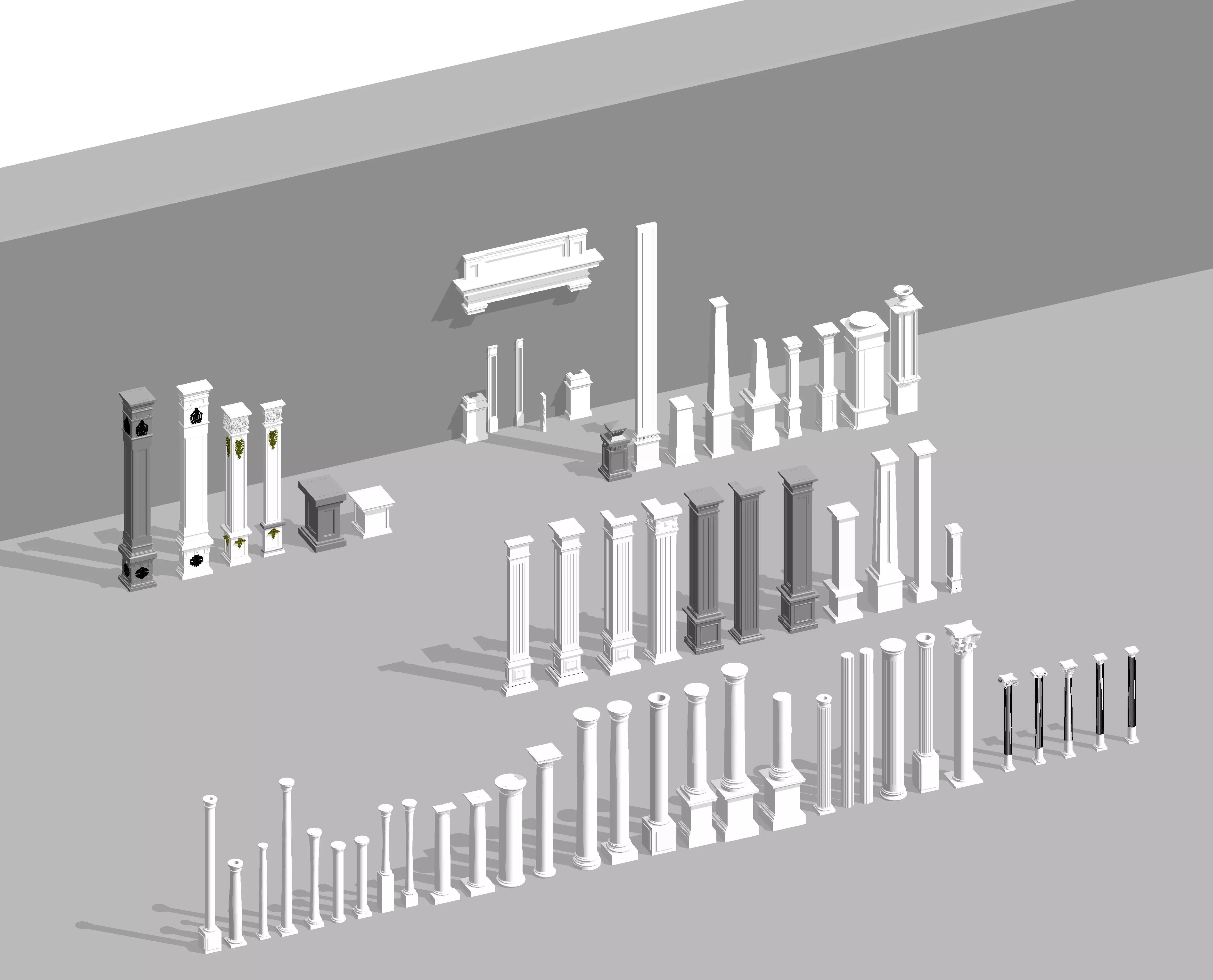 Classic Column Revit Family 3D model_0