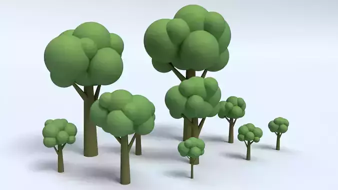 Cartoon Low Poly Trees Low-poly 3D model