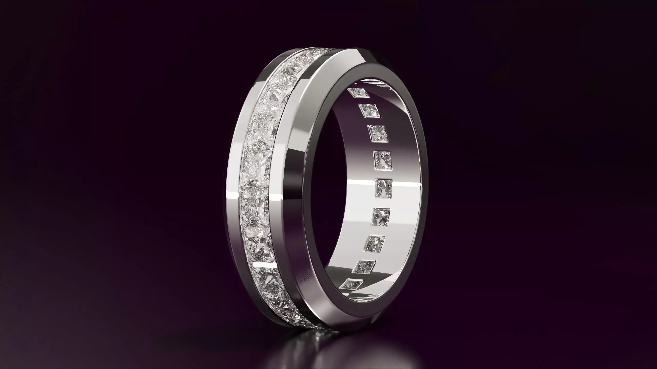 princess cut eternity ring N04 52EU size Free 3D print model