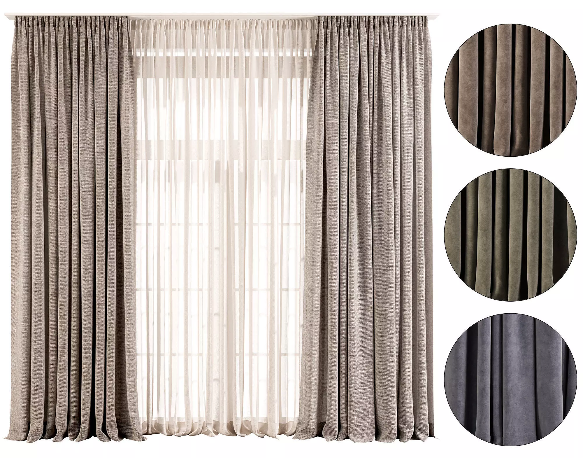 Modern Curtain 77 Optional Material Variants 4 3D model