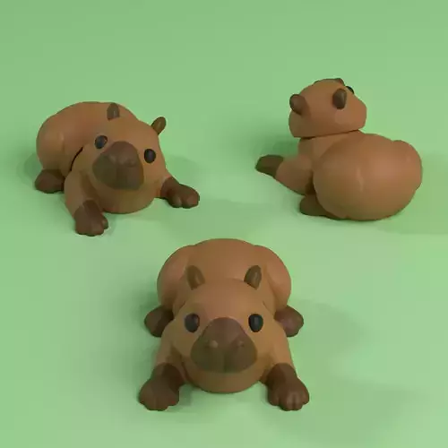 Mini Flexi Capybara - 3MF  No Support 3D print model