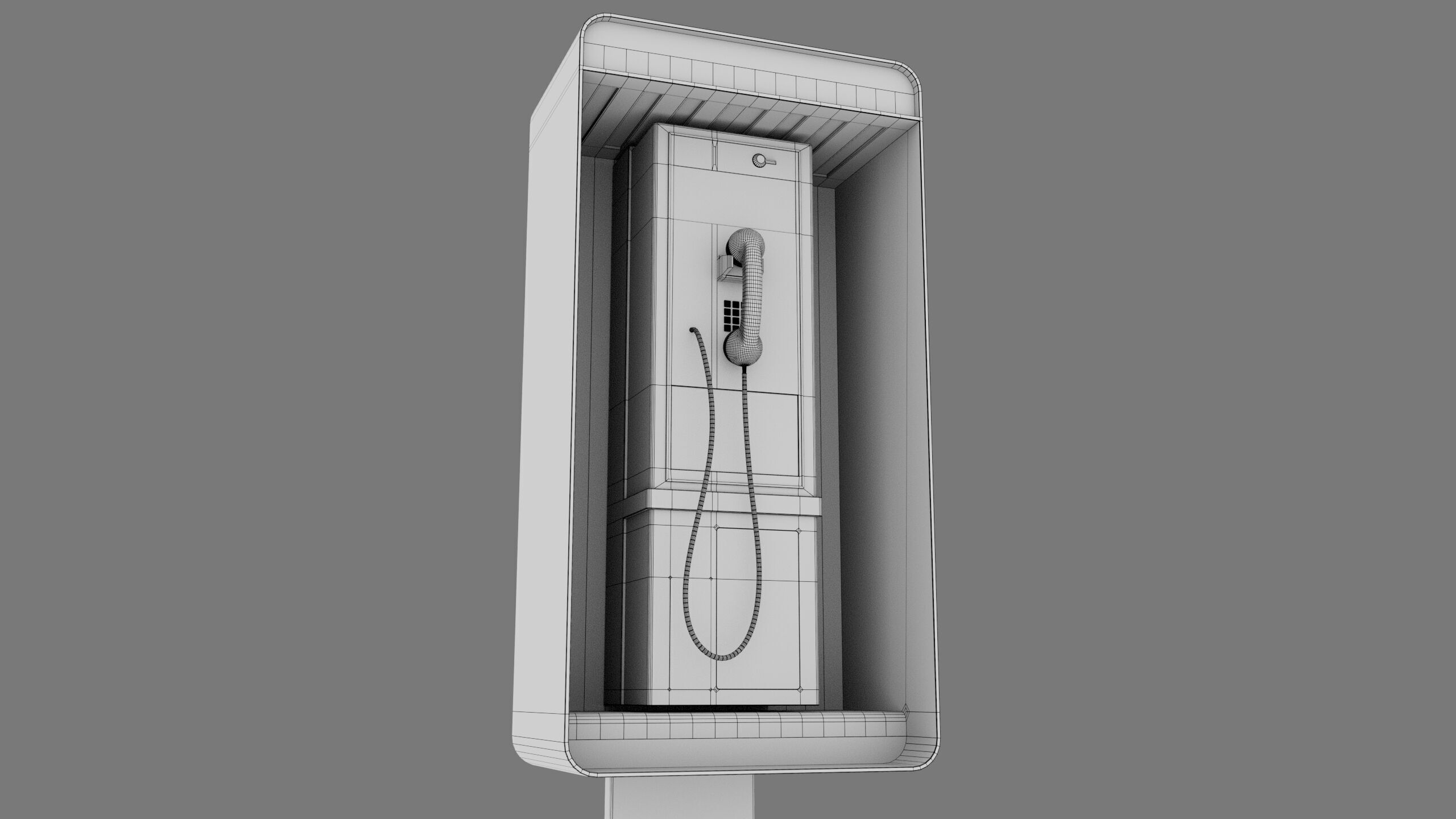 Phone Booth Low-poly 3D model_4