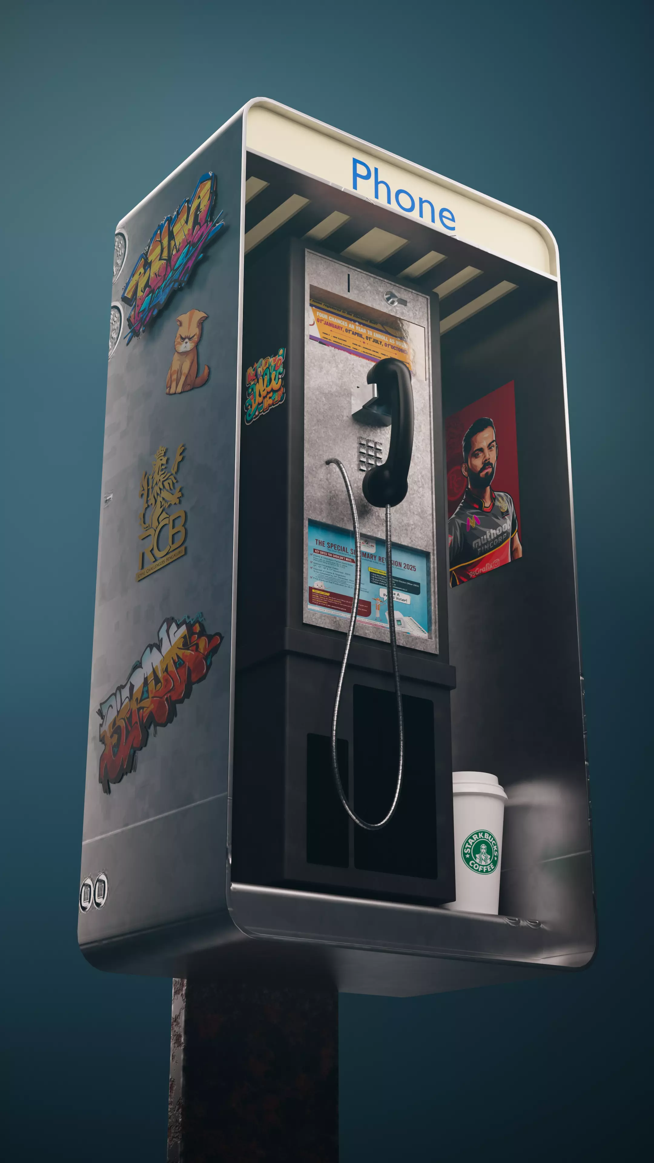 Phone Booth Low-poly 3D model_0
