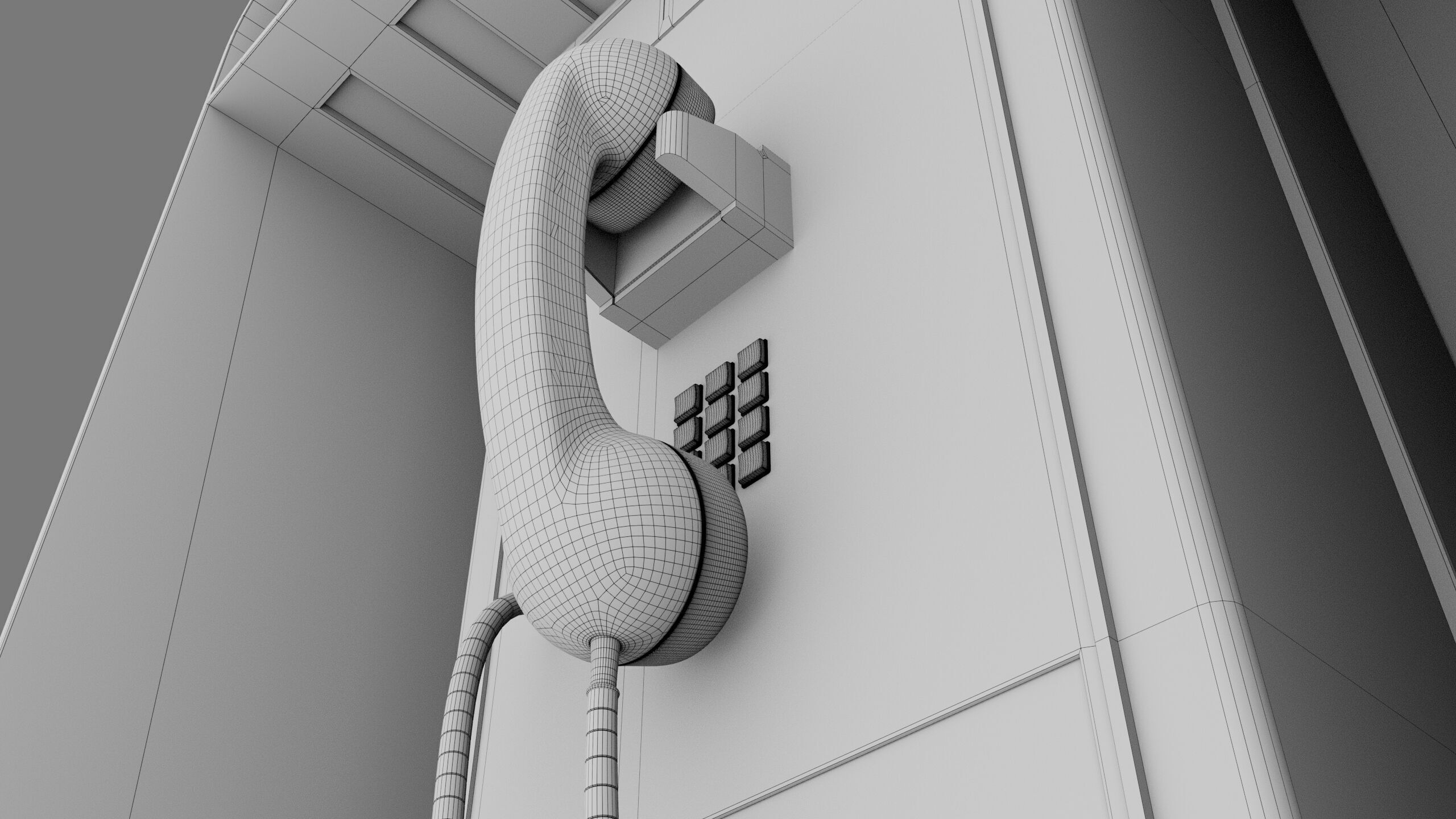 Phone Booth Low-poly 3D model_2