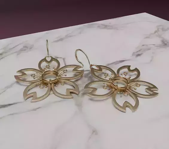 Sakura Glint Blossom of Balance 3D model for 3D print earrings 3D print model