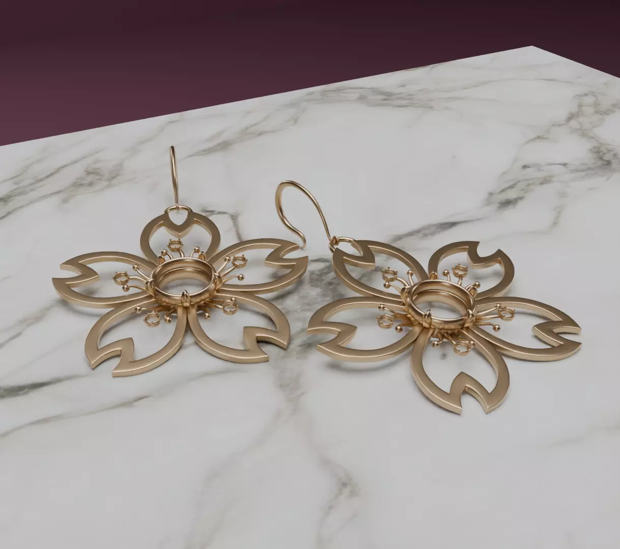 Sakura Glint Blossom of Balance 3D model for 3D print earrings 3D print model