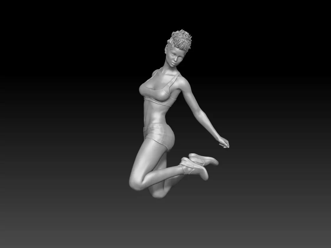 Trampoline jump girl 2 3D print model
