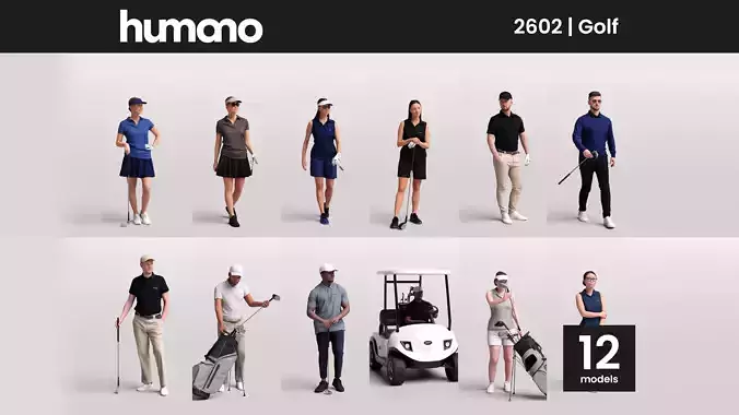 Humano 12 - Collection 2602-GOLF - DIVERSE -12 x 3D models  3D model