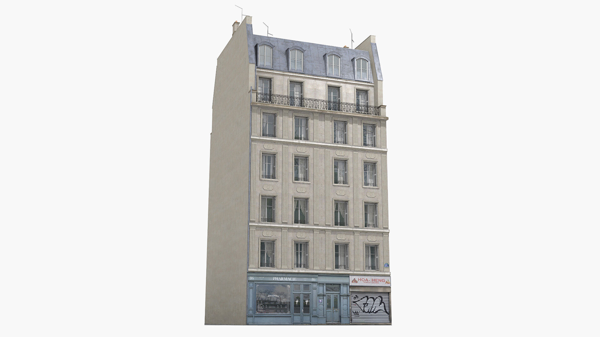 Paris House Collection Low-poly 3D model_5