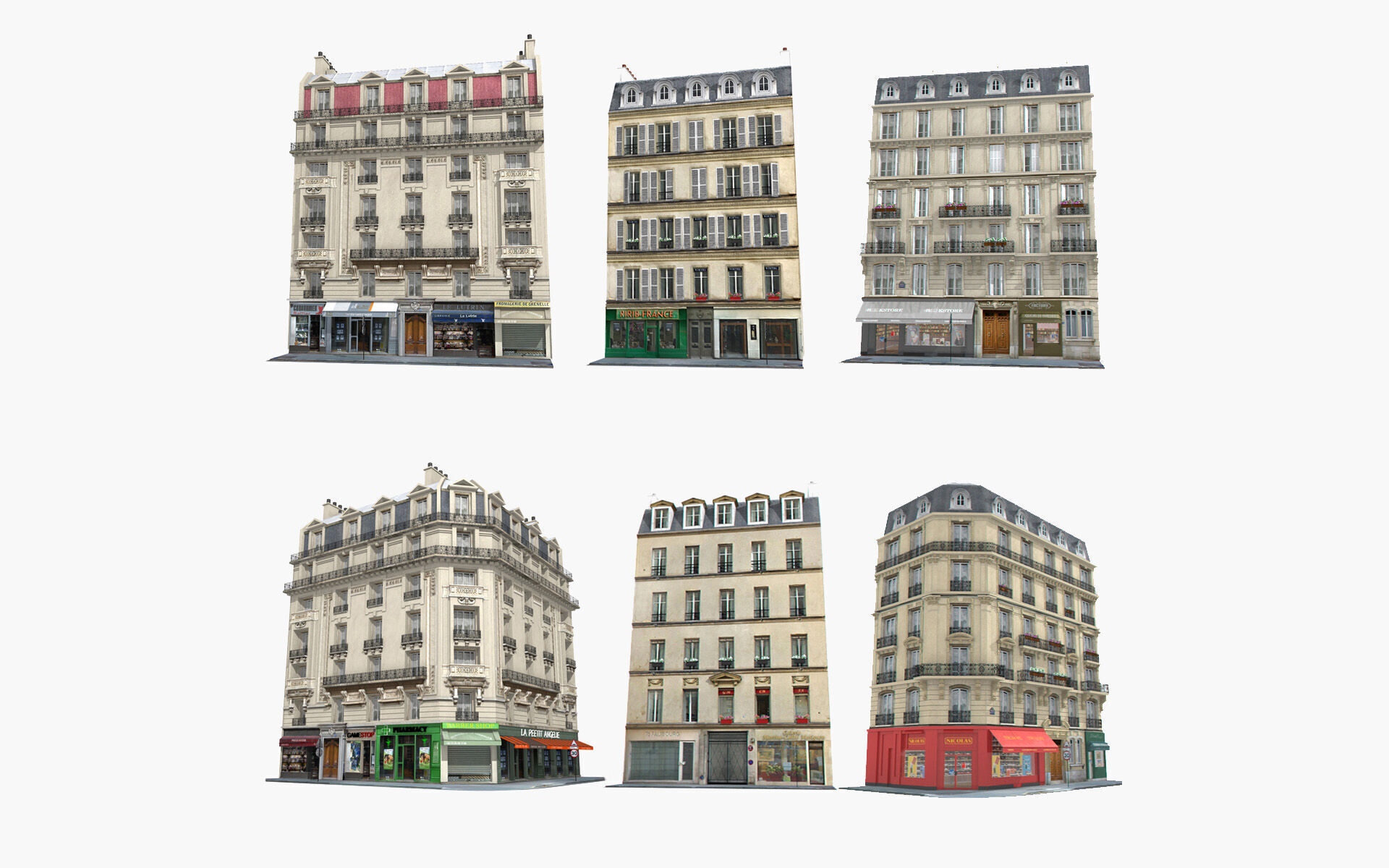 Paris House Collection Low-poly 3D model_1