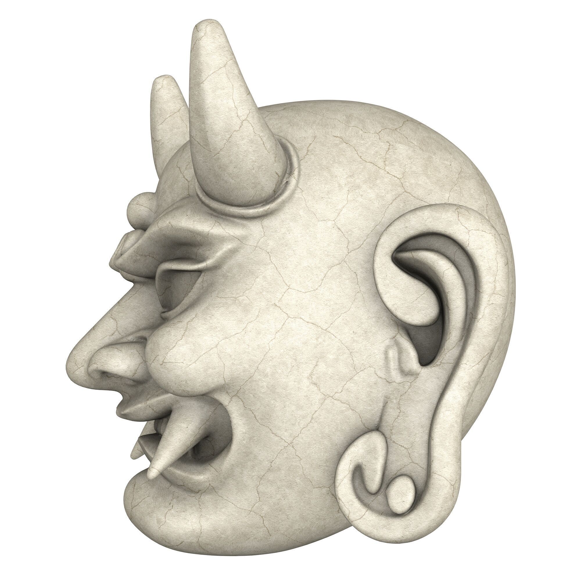 Japanese Oni Creature Head 3D 3D model_2