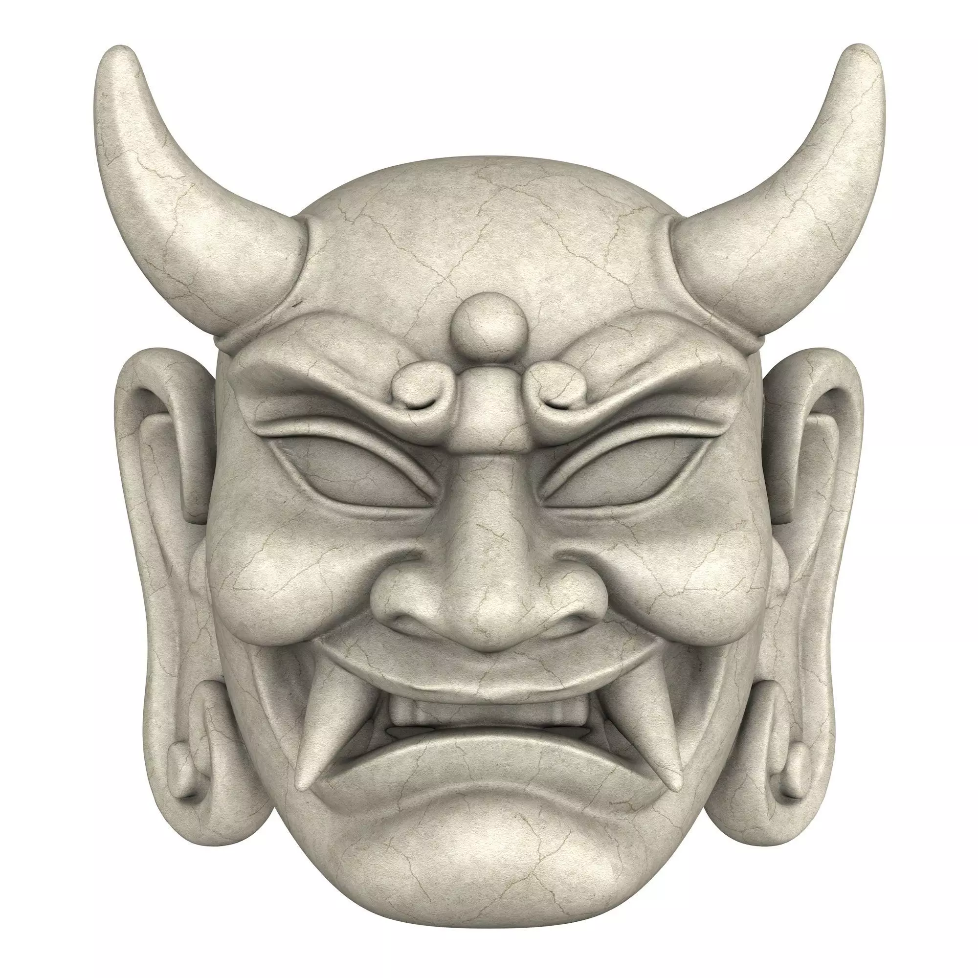 Japanese Oni Creature Head 3D 3D model_0