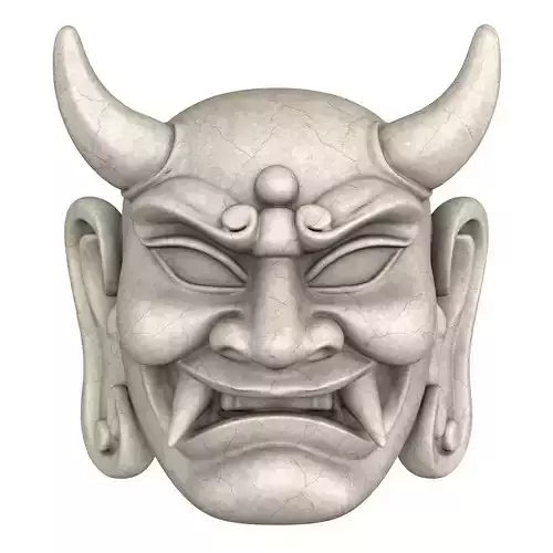 Japanese Oni Creature Head 3D