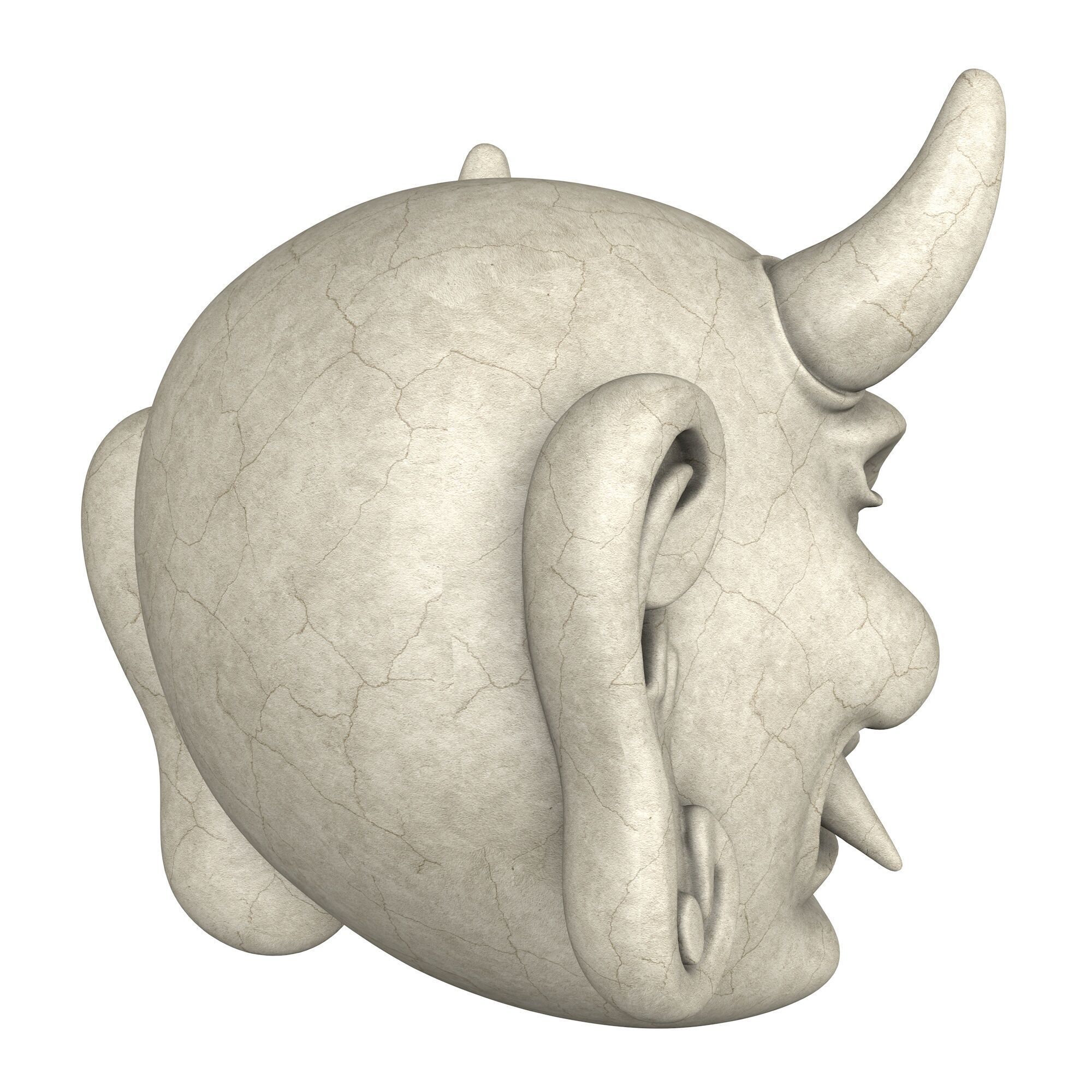 Japanese Oni Creature Head 3D 3D model_4