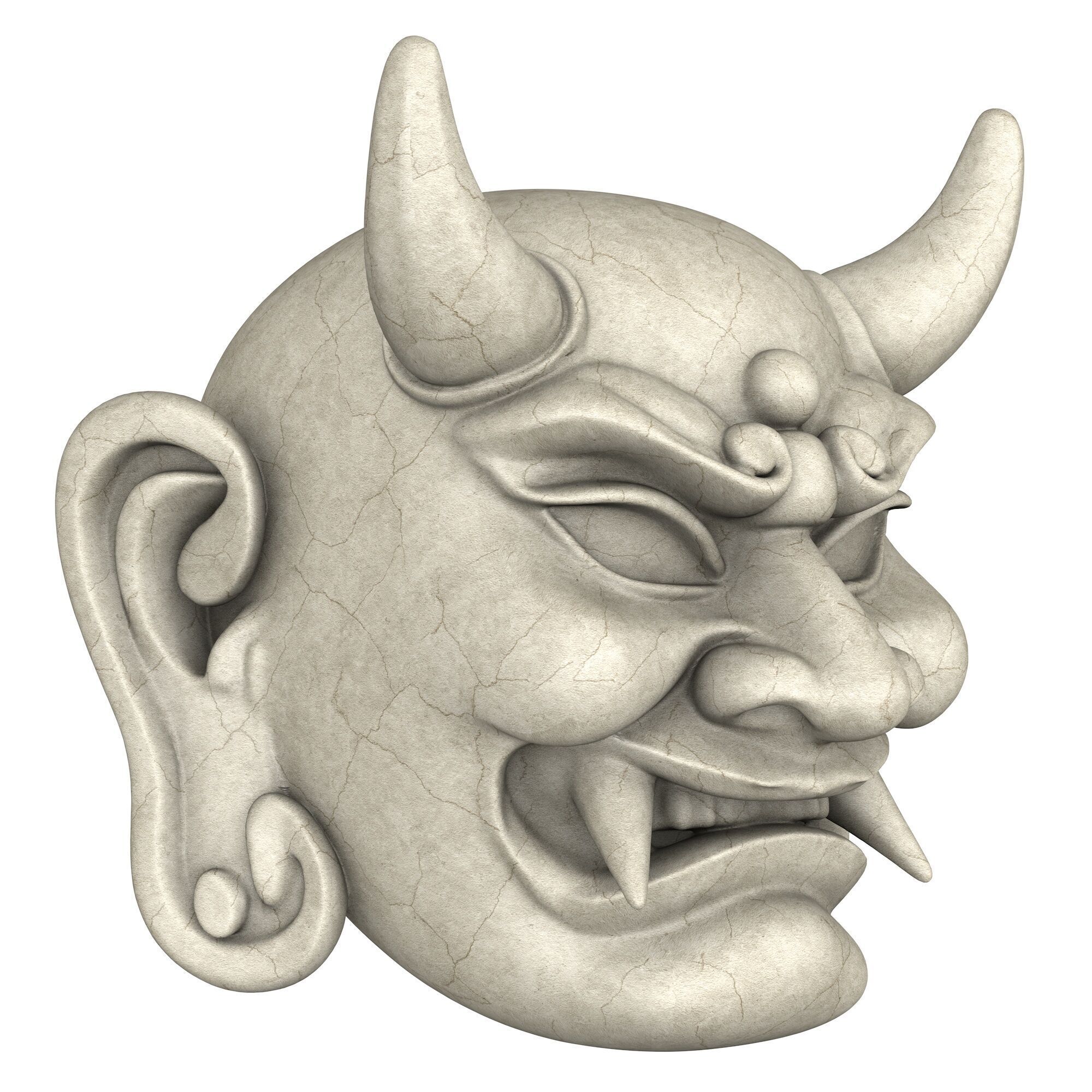 Japanese Oni Creature Head 3D 3D model_5