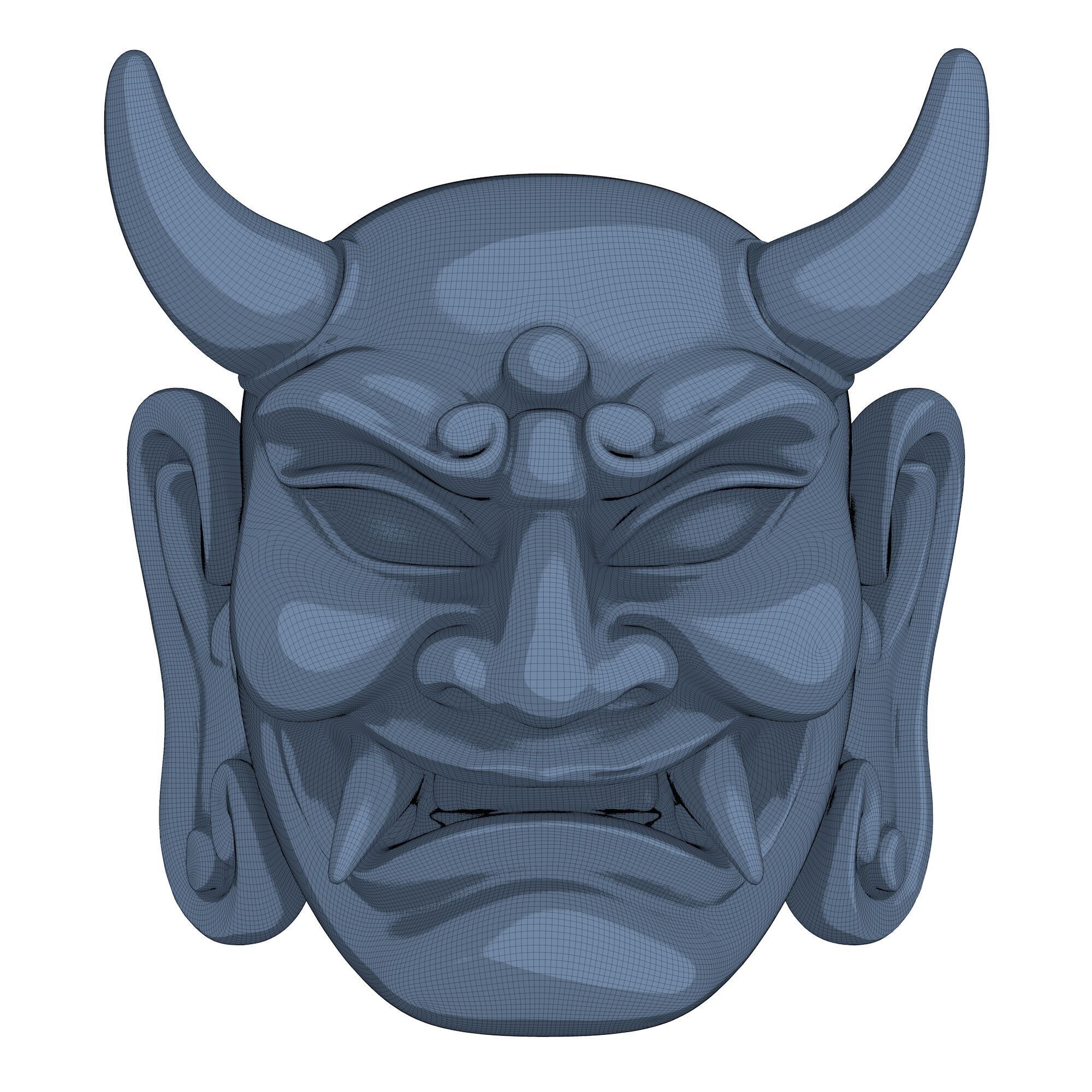 Japanese Oni Creature Head 3D 3D model_6