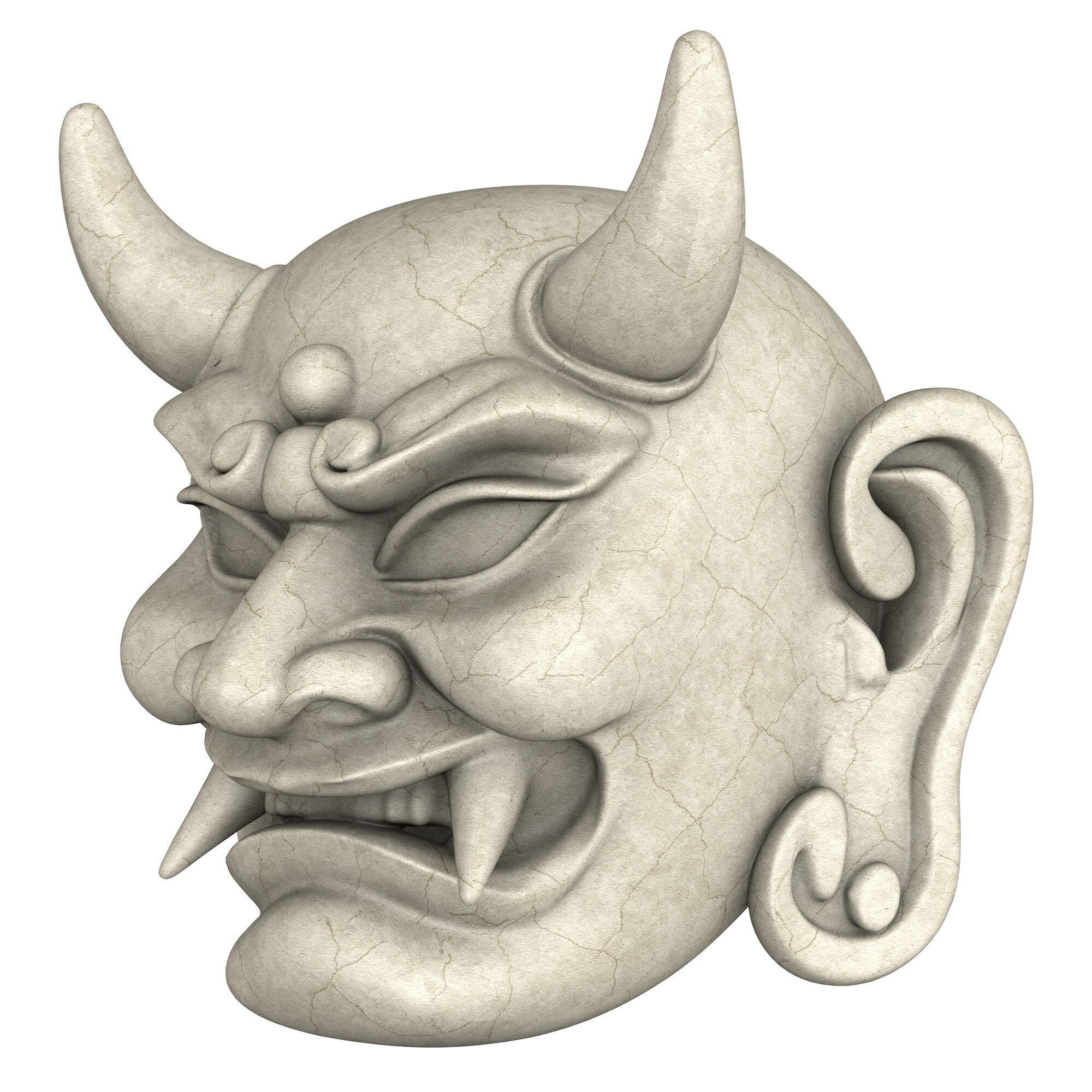 Japanese Oni Creature Head 3D 3D model_1
