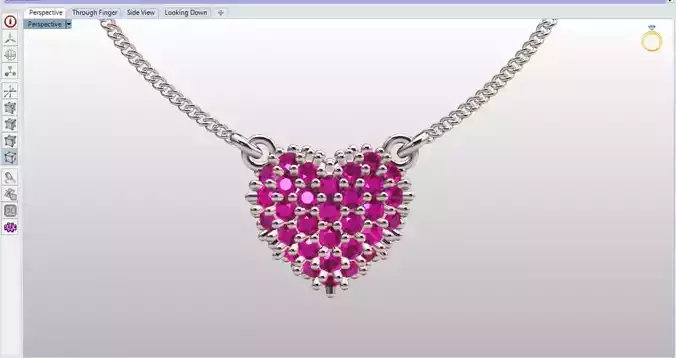 Bubble Paved Heart Necklace 