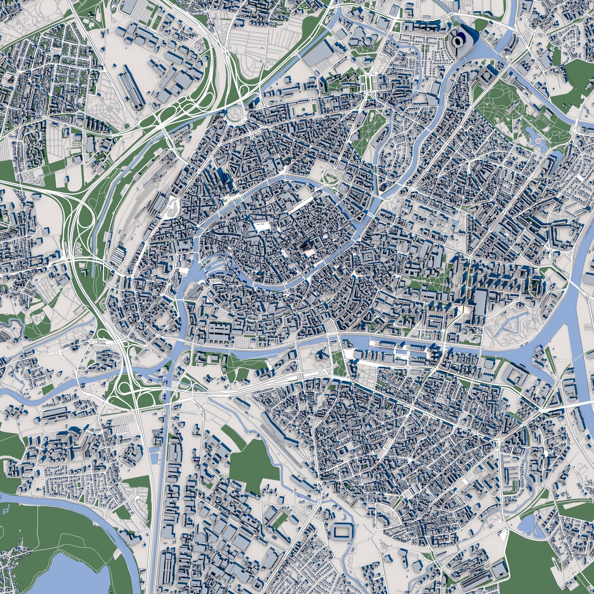 Strasbourg City France 3D model_3