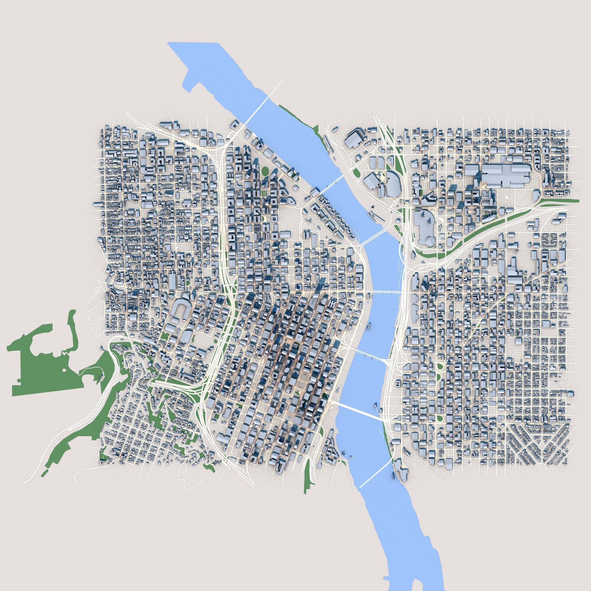 Portland City Oregon USA 3D model_2