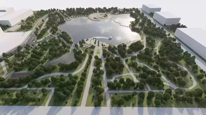 public park-Private Park Landscape 3D model