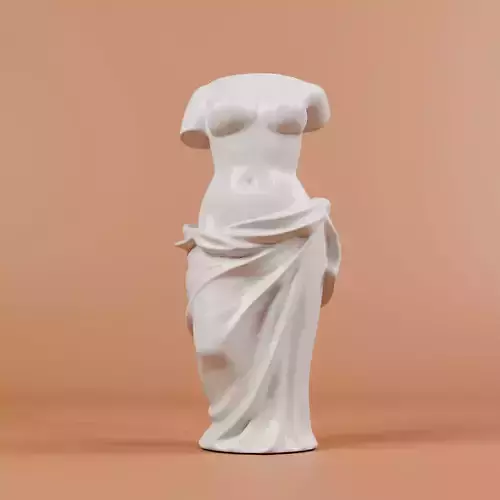 Silk wrapped woman vase - 3Dprint plant pot 