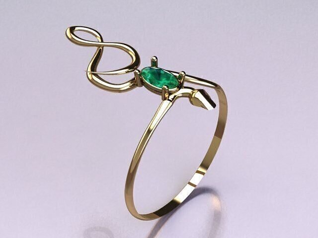 Emerald Serpent Ring 3D print model