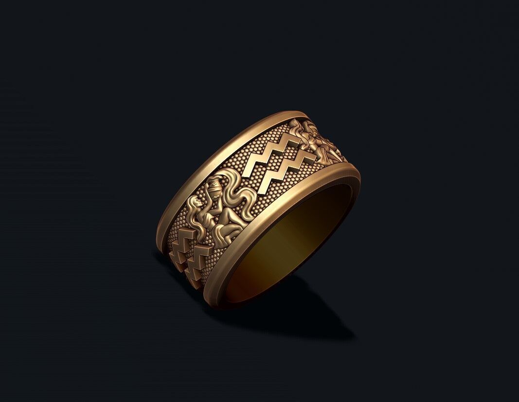 zodiac acuario lite ring 3D print model_2