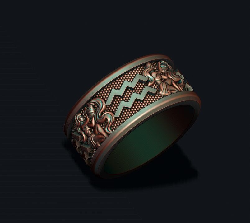zodiac acuario lite ring 3D print model_4