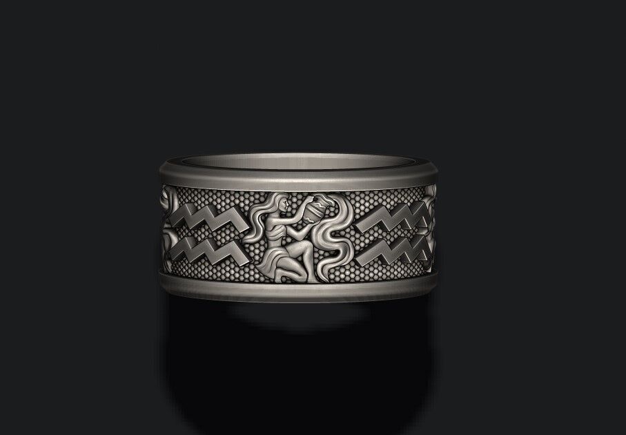 zodiac acuario lite ring 3D print model_7