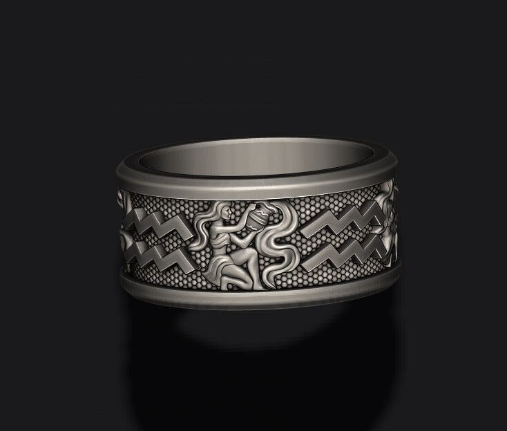 zodiac acuario lite ring 3D print model_5