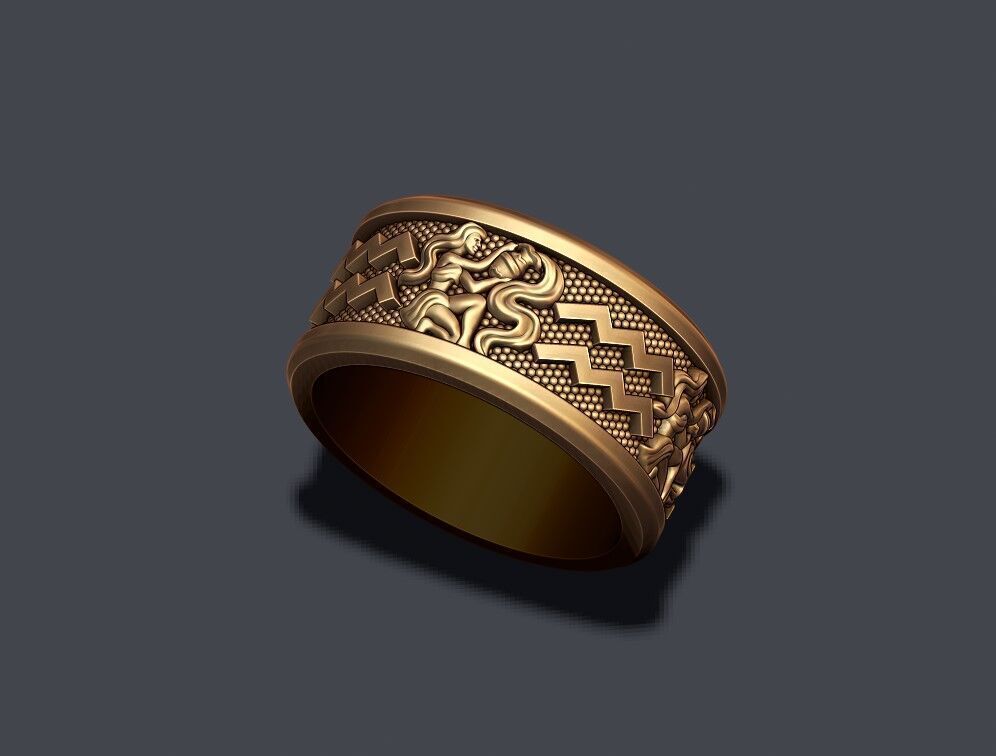 zodiac acuario lite ring 3D print model_1