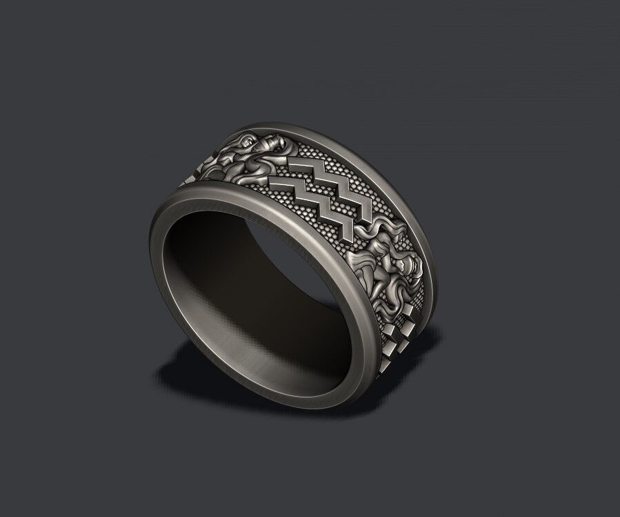 zodiac acuario lite ring 3D print model_6