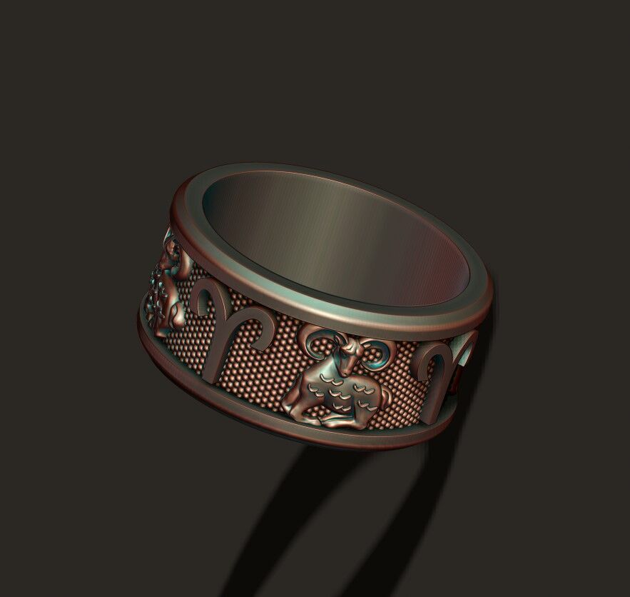 zodiac Aries lite ring 3D print model_5