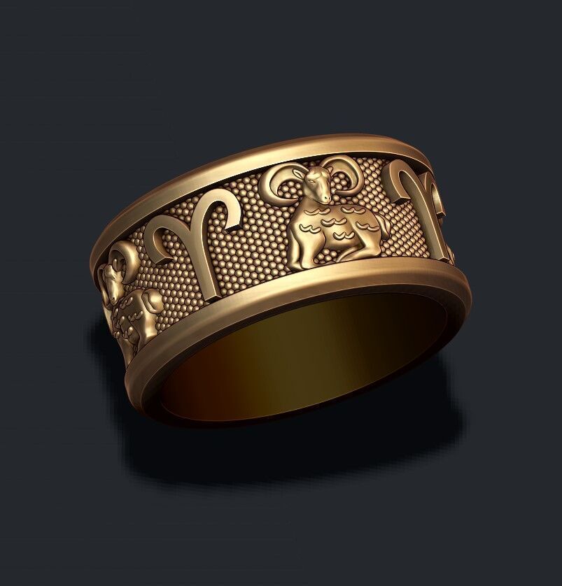 zodiac Aries lite ring 3D print model_1