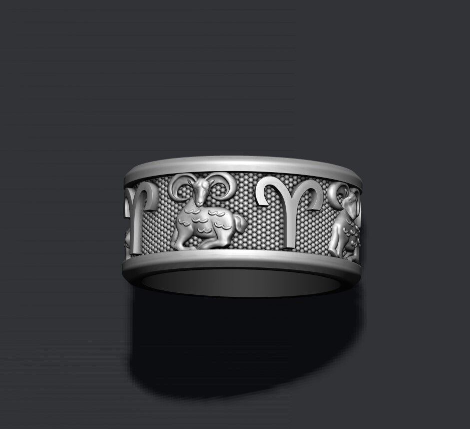 zodiac Aries lite ring 3D print model_6