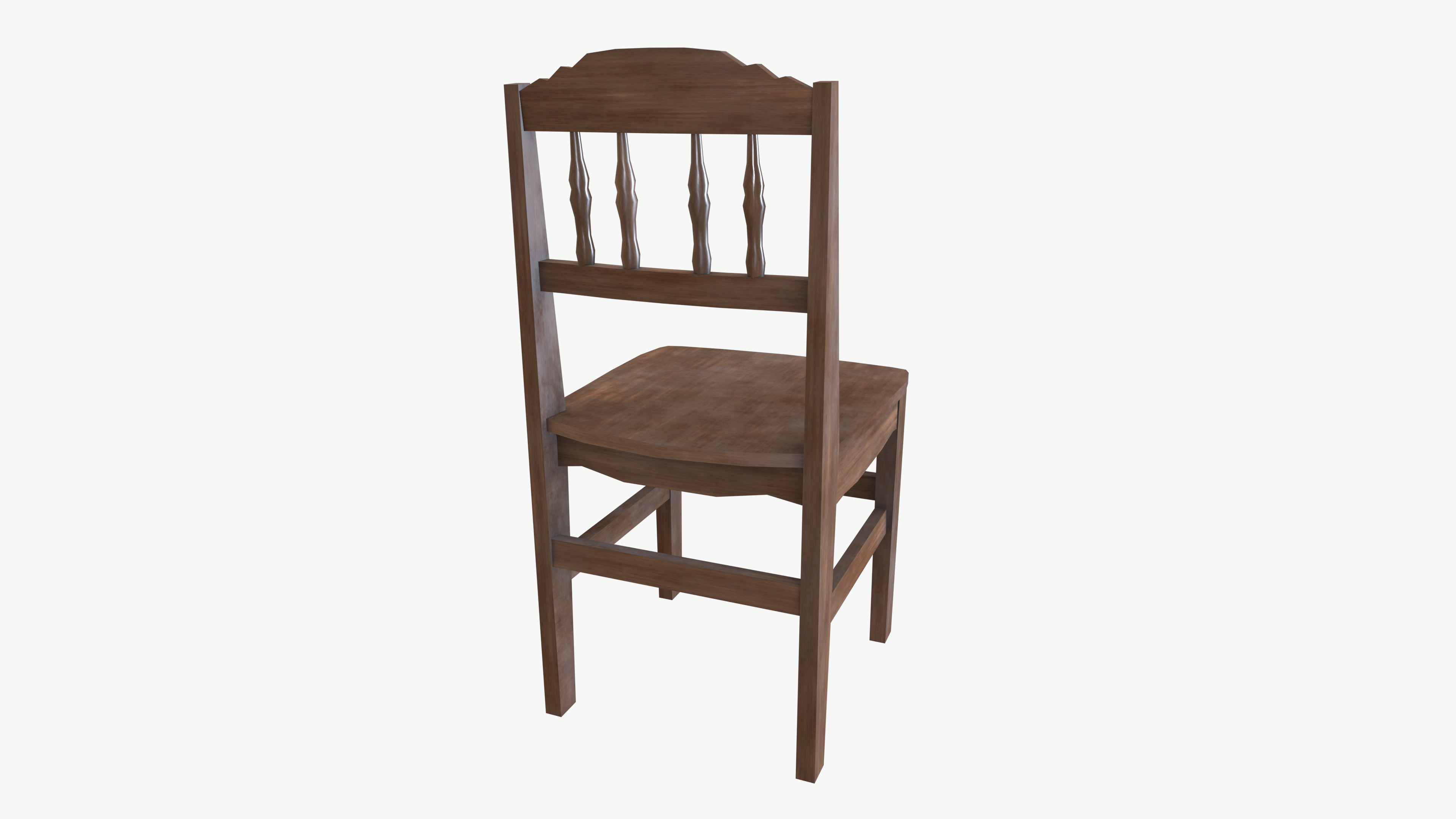 Old wooden chair 3D model_7