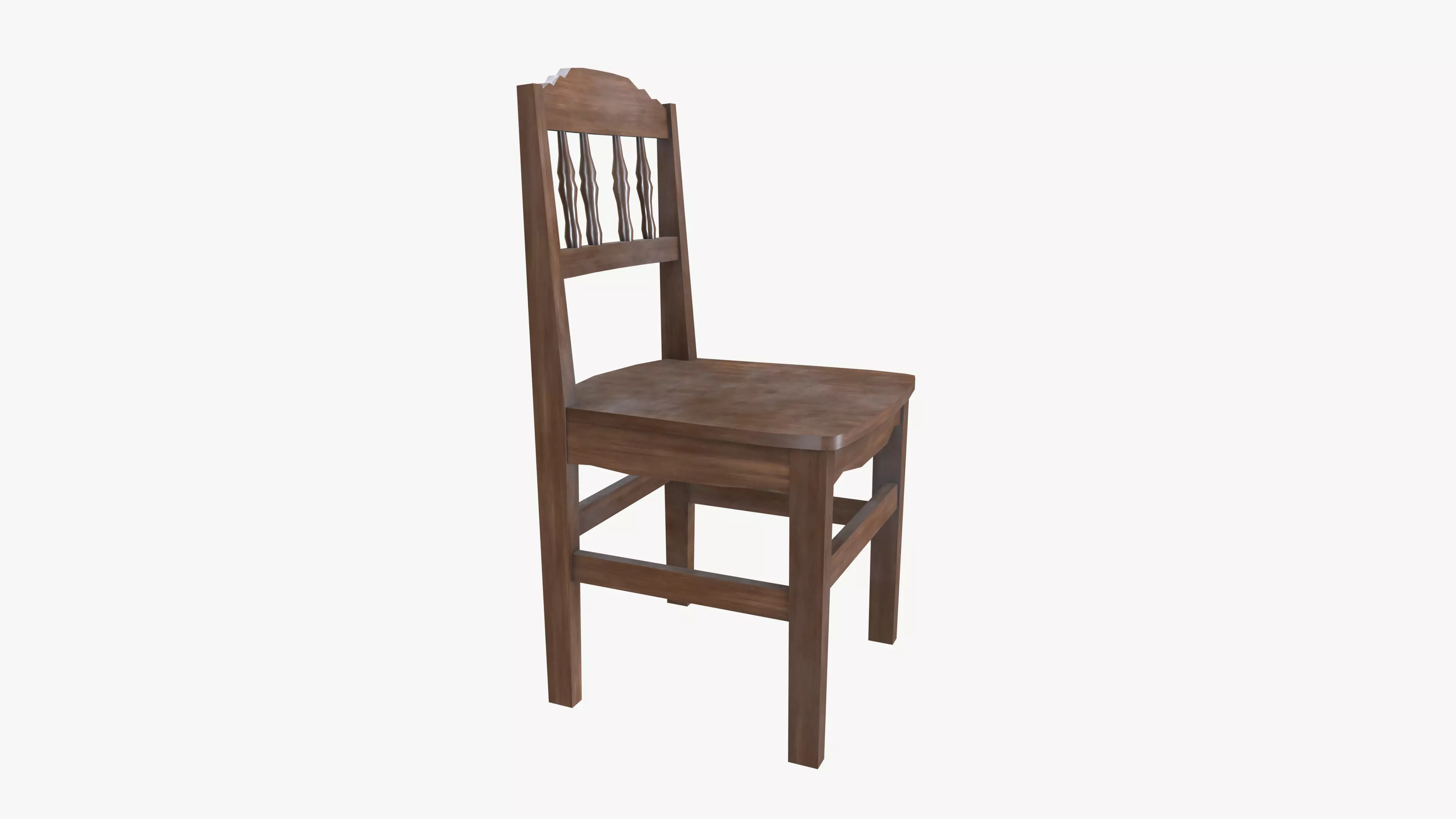 Old wooden chair 3D model_0