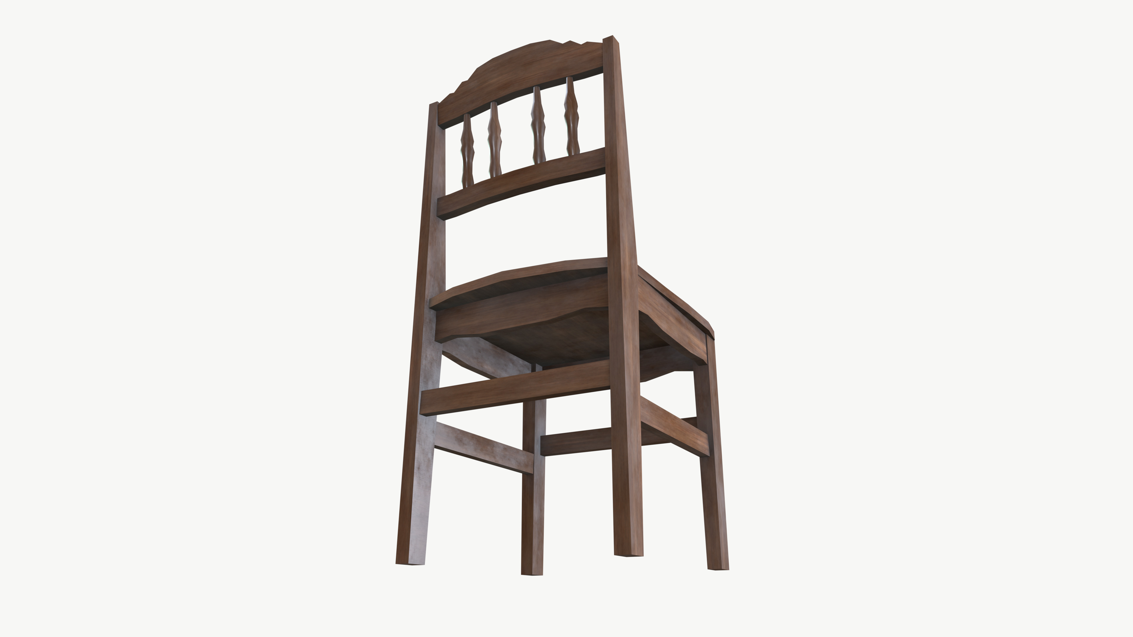 Old wooden chair 3D model_8