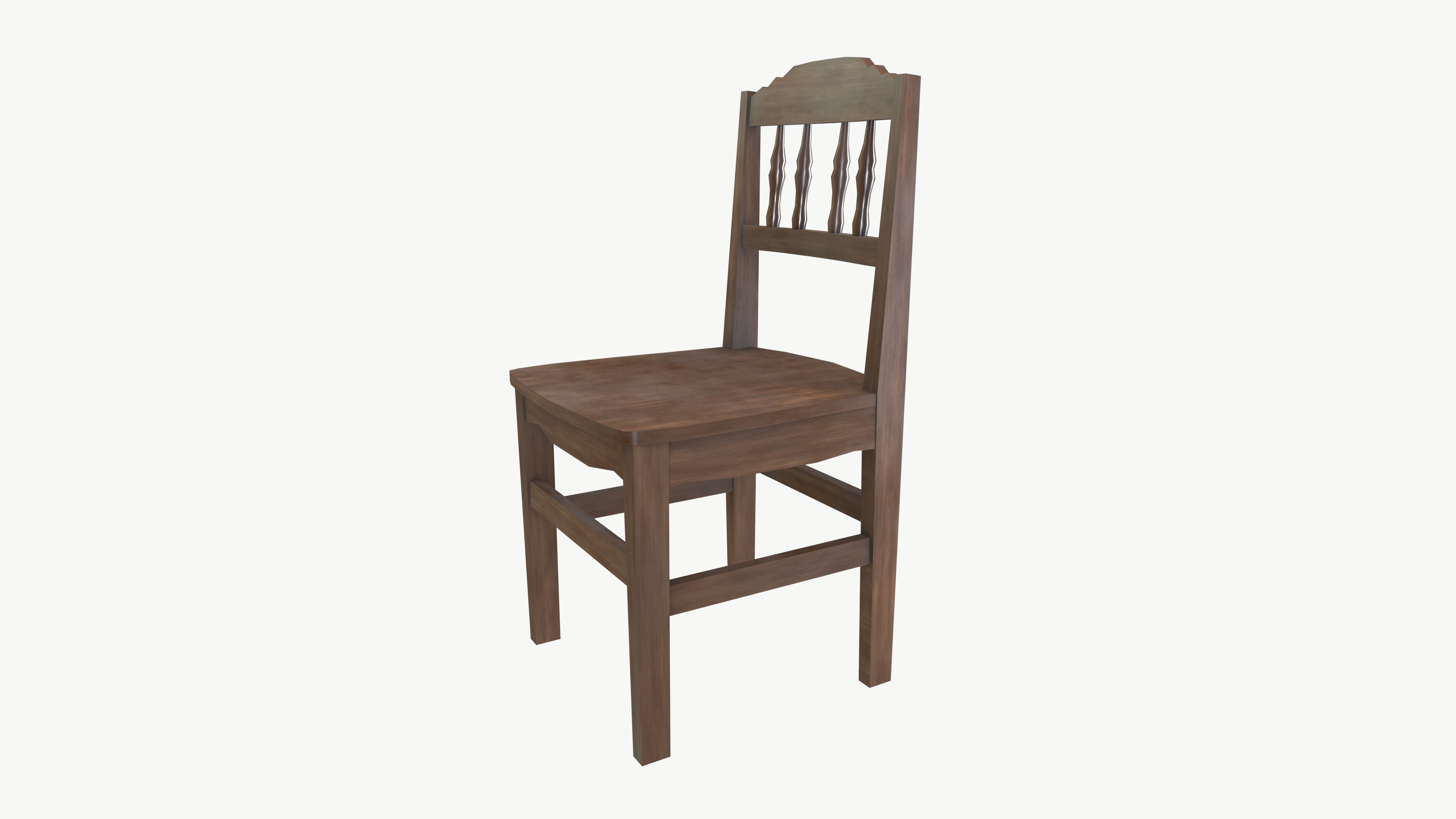 Old wooden chair 3D model_5