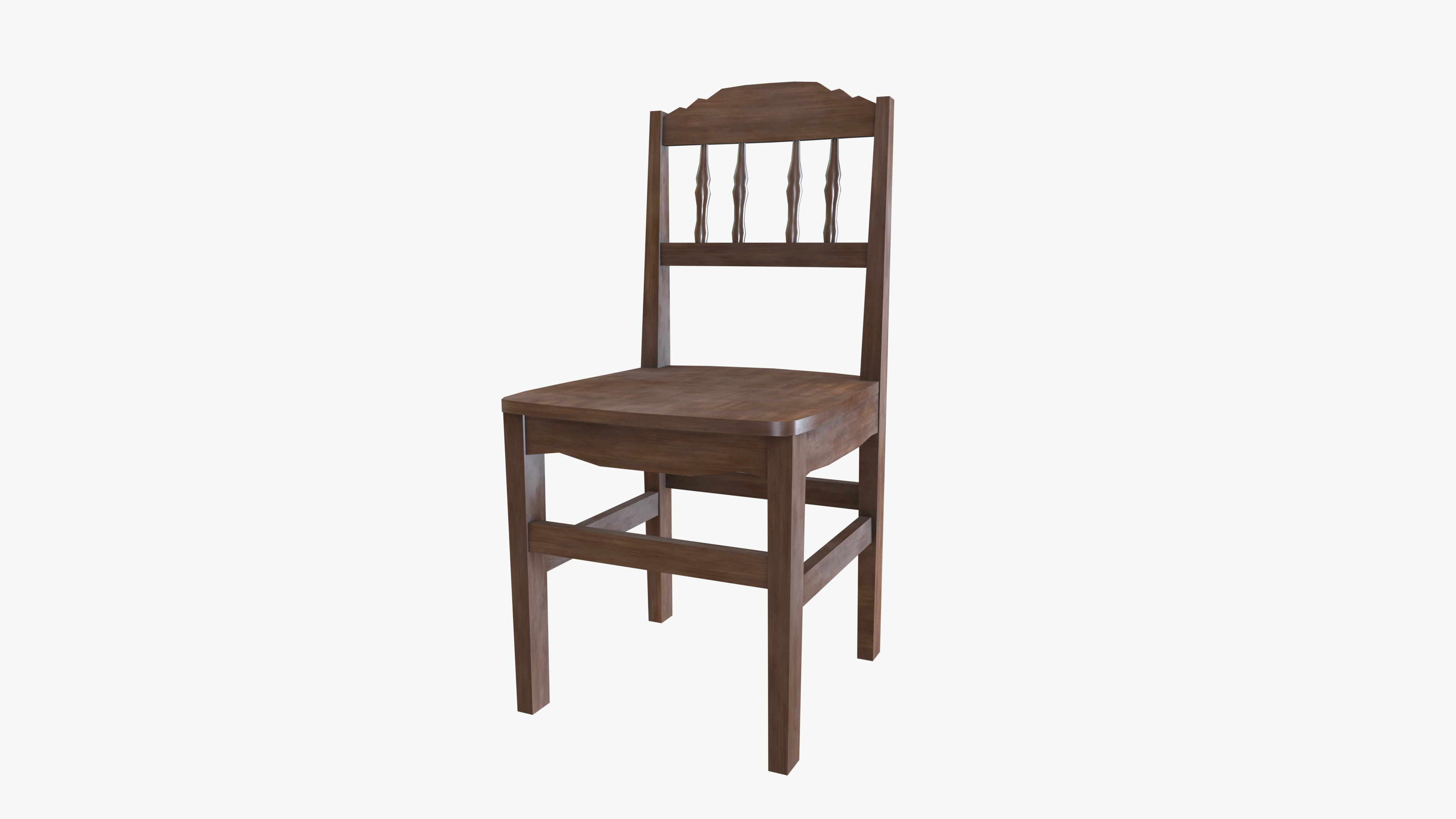 Old wooden chair 3D model_4