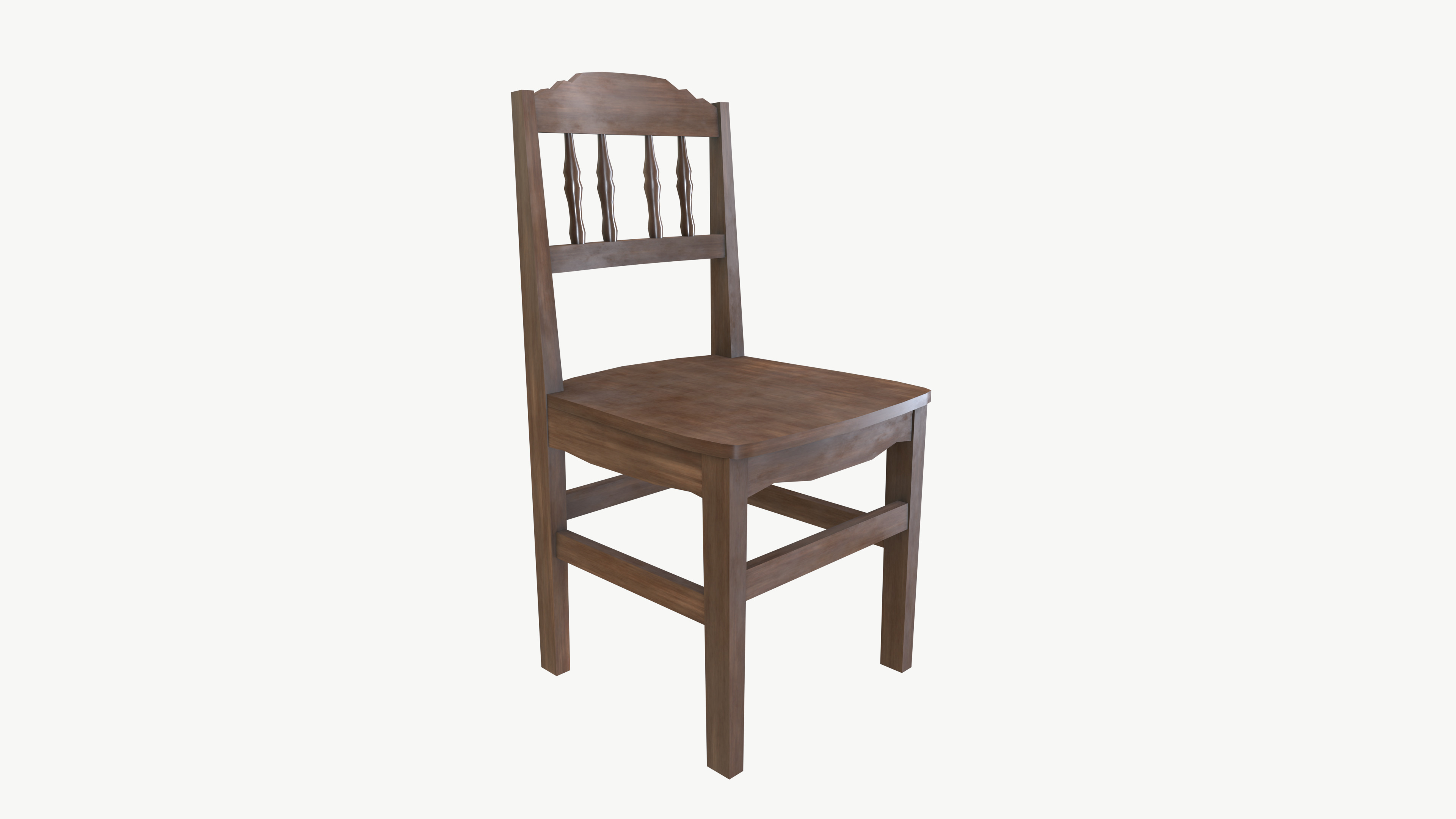 Old wooden chair 3D model_2