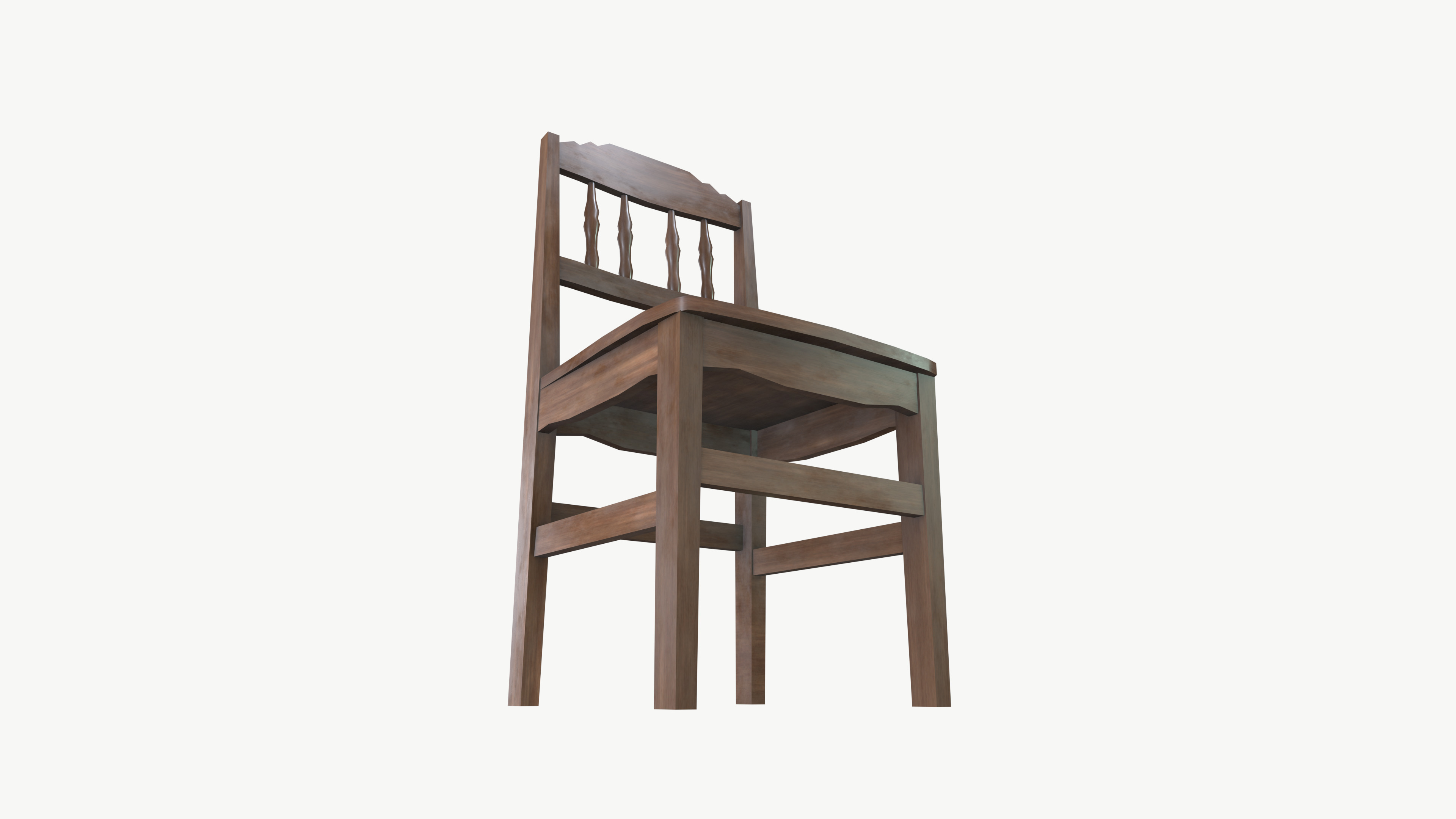 Old wooden chair 3D model_9