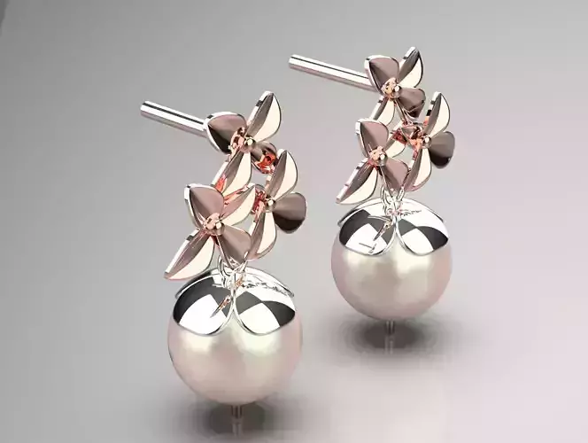 flower gold pearl earring pe0027