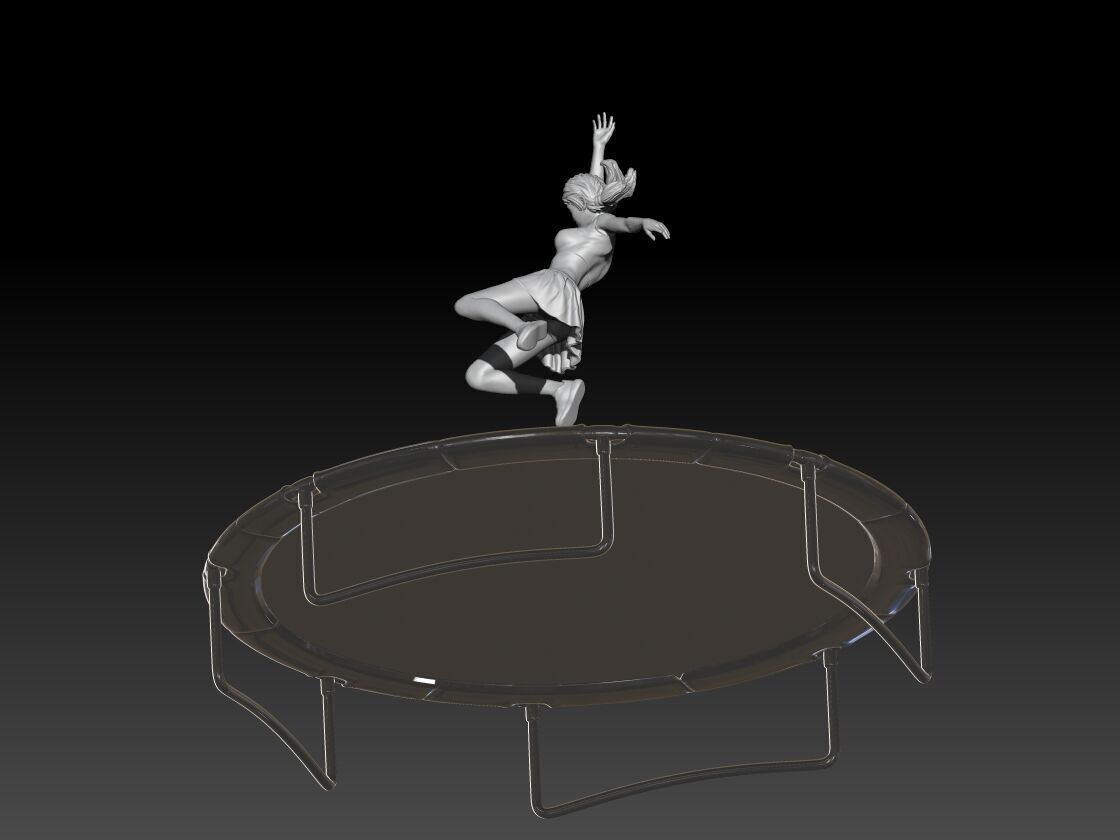 Trampoline jump girl 3 3D print model_2